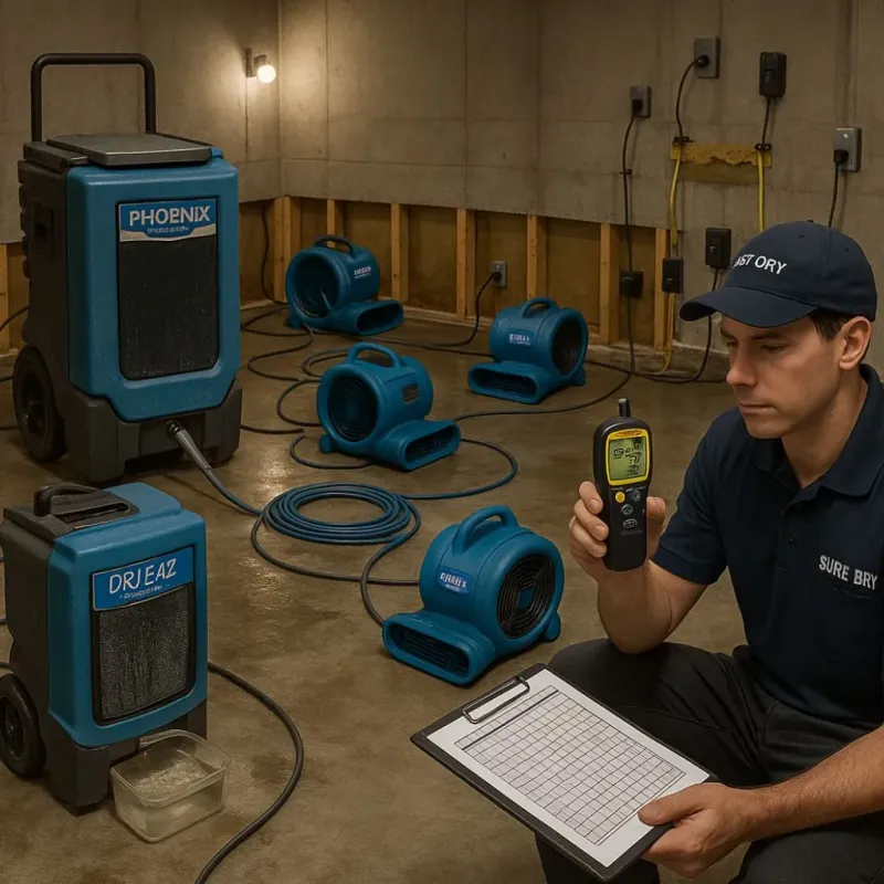 Structural Drying and Dehumidification process in Falmouth Foreside, ME